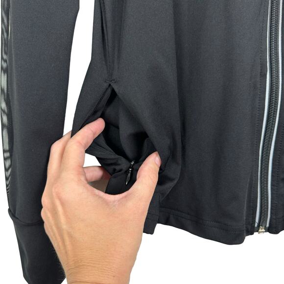 Bebe Sport NWT Black Stretch Iridescent Logo Zip Up Athleisure Track Jacket - Picture 9 of 14